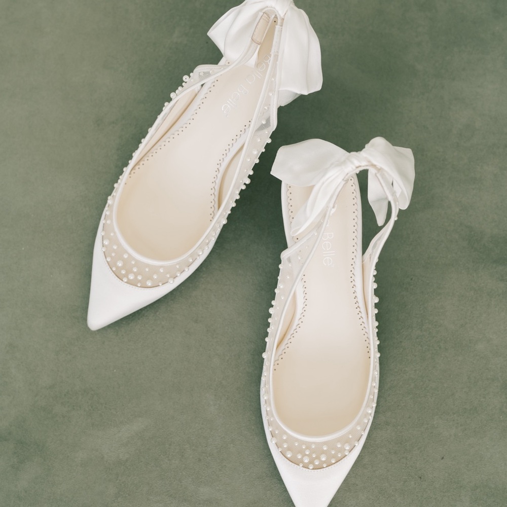 GEORGIA
Low Heel Pearl Slingback Shoes with Silk Heel Bow